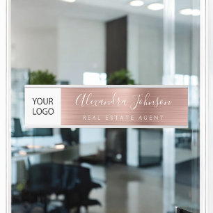 Placa De Porta Logotipo personalizado Rosa rosa Dourado profissio