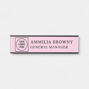 Placa De Porta Logotipo rosa pálido Marca do Funcionarios para