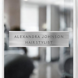 Placa De Porta Luxury Silver Foil Moderna Negócios