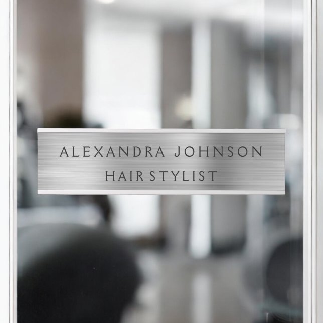 Placa De Porta Luxury Silver Foil Moderna Negócios (Criador carregado)