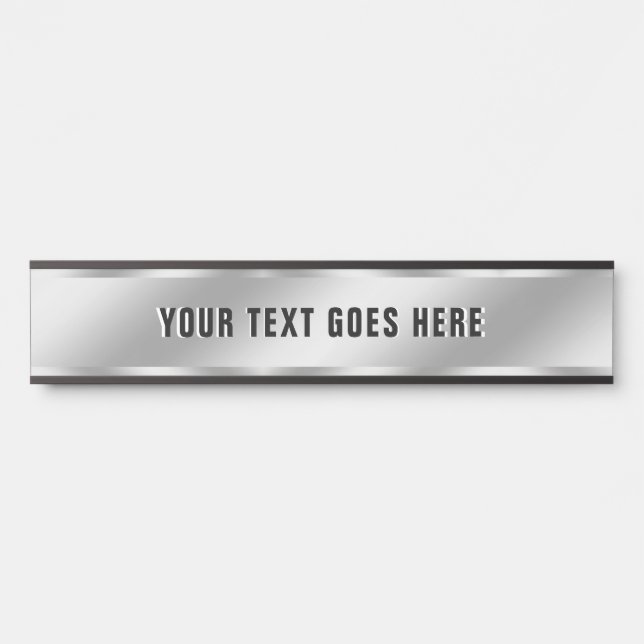 Placa De Porta Luxury Silver Look Custom Text Template Room Name (Frente)