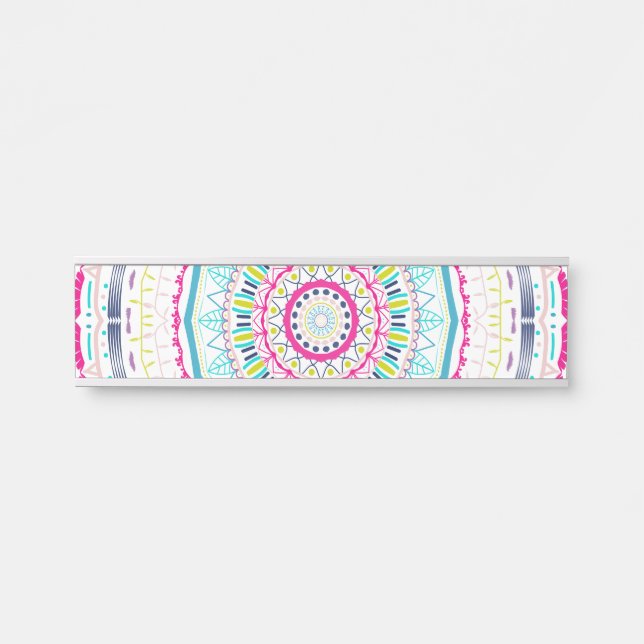 Placa De Porta mandala colorida (Frente)