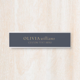 Placa De Porta Marinho Dourado minimalista, azul simples profissi