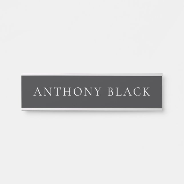 Placa De Porta Matte Black Minimalist Plain Elegant Classical (Frente)