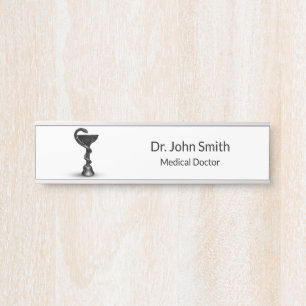 Placa De Porta Medicina branca de cabeleireiro preto Cobra Bowl