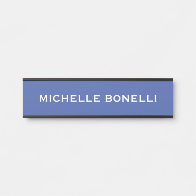 Placa De Porta Medium Blue Minimalist Plain Legible Modern (Frente)