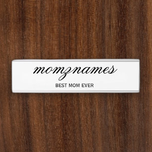 Placa De Porta Melhor Mãe Personalizada Nome De Caligrafia