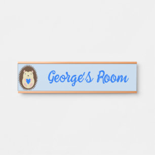 Placa De Porta Menino Azul Coração Ourico Personalizado