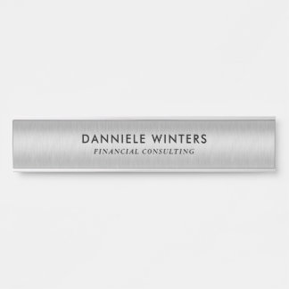 Placa De Porta Metallic faux silver background door sign