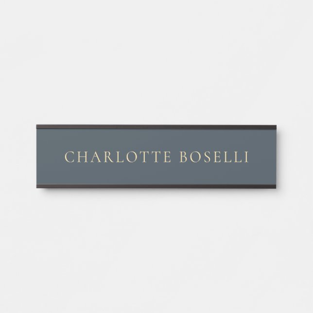 Placa De Porta Minimalista Elegante Clássico Profissional Carvão (Frente)