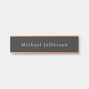 Placa De Porta Minimalista Preto Fosco Tendência Nome Próprio 