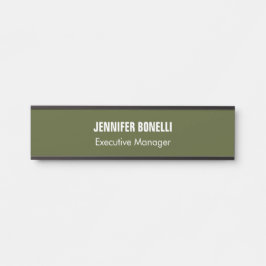 Placa De Porta Minimalista profissional adicione seu nome verde e