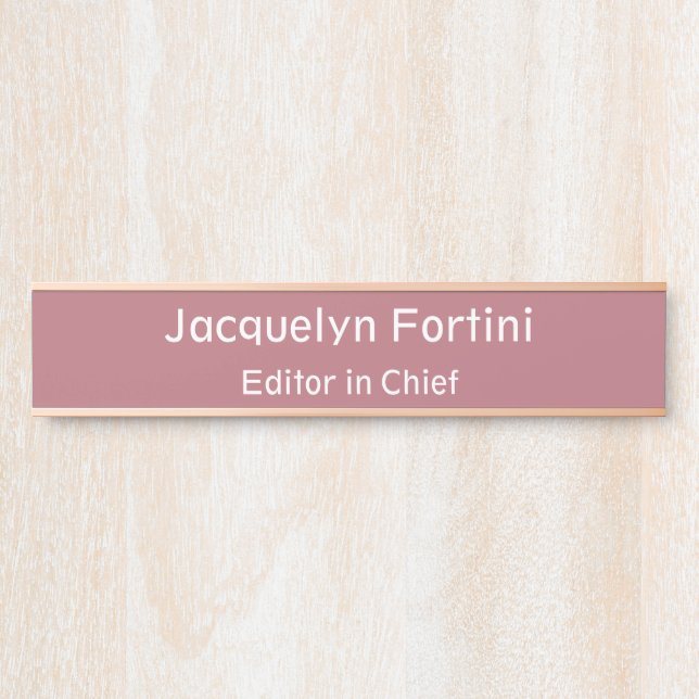 Placa De Porta Mínimo Moderno Elegante de Cor Dourada rosa (Frente)