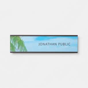 Placa De Porta Modelo da Natureza Moderna Folhas de Palmeiras Azu