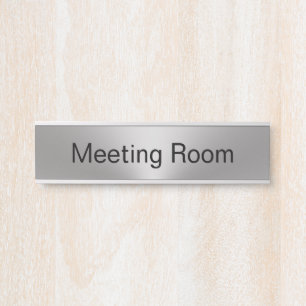 Placa De Porta Modelo de Texto Preto e Silver da Sala de Reunião