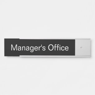 Placa De Porta Modelo do Office Black and White Text do Gerenciad