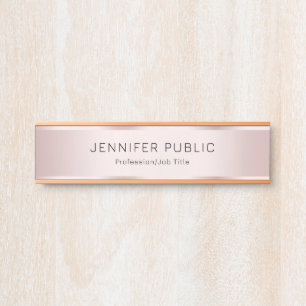 Placa De Porta Modelo Elegante Dourado Rosa profissional moderno