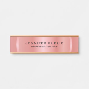 Placa De Porta Modelo Elegante Moderno Dourado Rosa personalizado