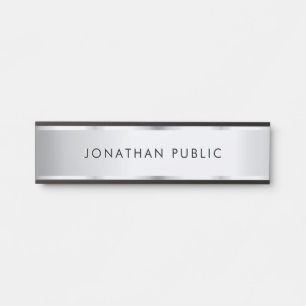 Placa De Porta Modelo Elegante Preto e Prata para Casa Escritório