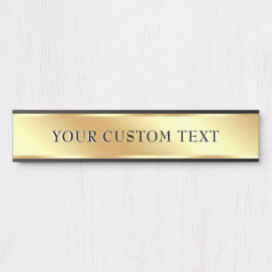 Placa De Porta Modelo Elegante Texto Personalizado Ouro Escritóri