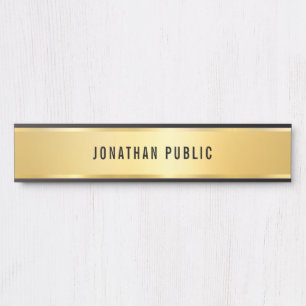 Placa De Porta Modelo Glamoroso Moderno Dourado Faux