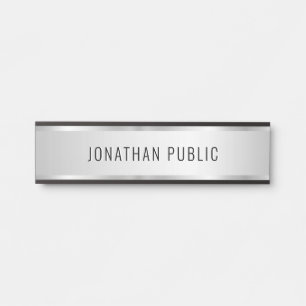 Placa De Porta Modelo Luxuoso Falso Prata Moderno Elegante Person