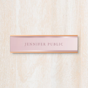 Placa De Porta Modelo Mínimo Moderno Elegante Rosa Dourado