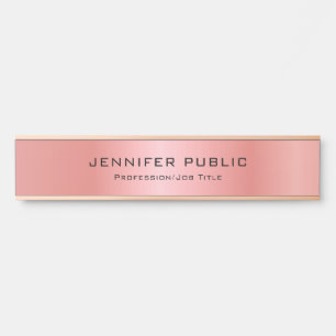 Placa De Porta Modelo moderno e rosa, Dourado