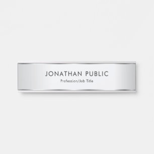 Placa De Porta Modelo Moderno Elegante Faux Silver Personalizado