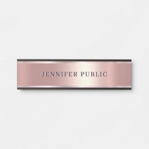 Placa De Porta Modelo Moderno Elegante Luxuoso Rosa Dourado Perso