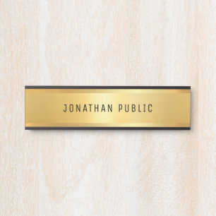 Placa De Porta Modelo Moderno Glamoroso Preto E Dourado