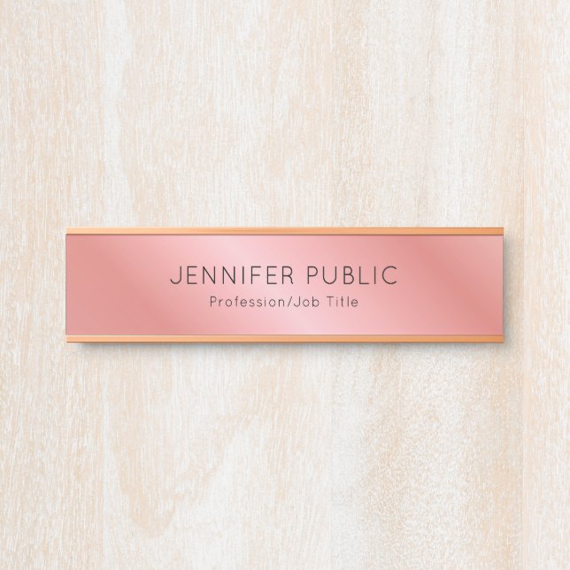 Placa De Porta Modelo Personalizado Elegante Moderno e Dourado (Frente)