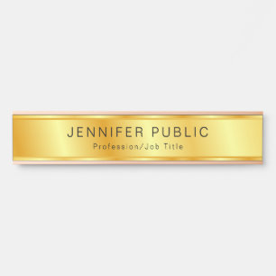Placa De Porta Modelo Personalizado Moderno Elegante Dourado