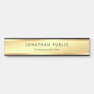 Placa De Porta Modelo Profissional Moderno Elegante em Ouro Falso