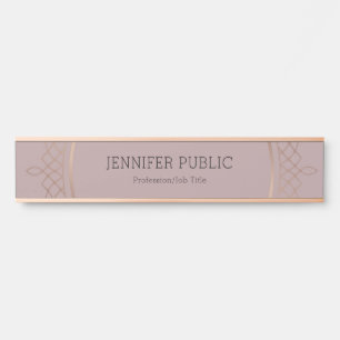 Placa De Porta Modelo Simples Elegante Rosa Dourado