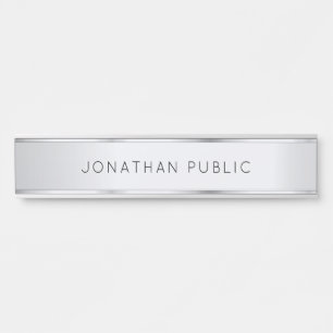 Placa De Porta Modelo Simples Moderno Elegante Glamour Prata