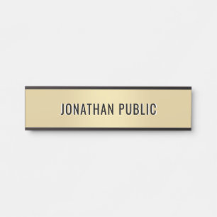 Placa De Porta Modelo Simples Moderno Personalizado Elegante Dour
