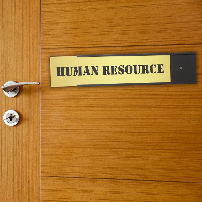 Placa De Porta Modern Black Faux Gold Office Room Department Name (Criador carregado)