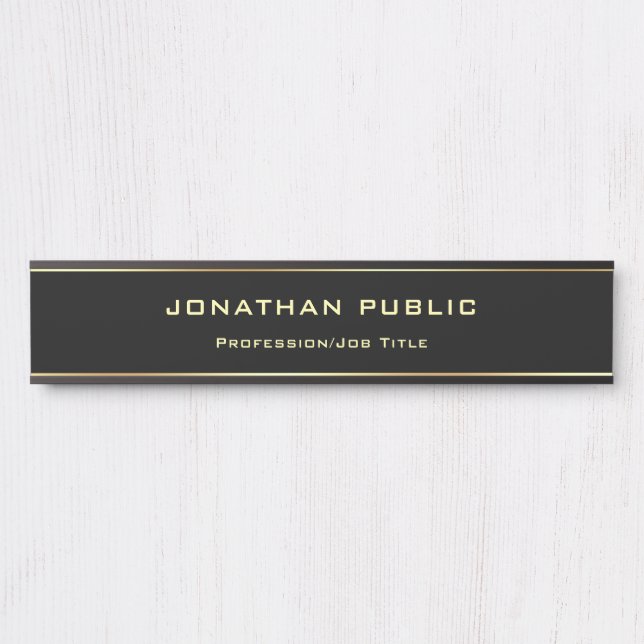 Placa De Porta Moderno Elegante De Modelo De Glamor Preto E Doura (Frente)