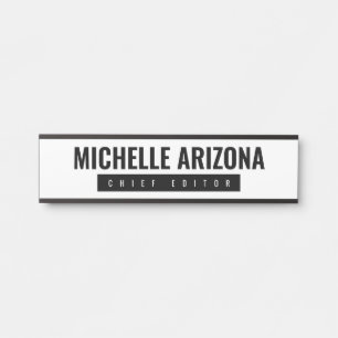 Placa De Porta Moderno minimalista em preto e branco