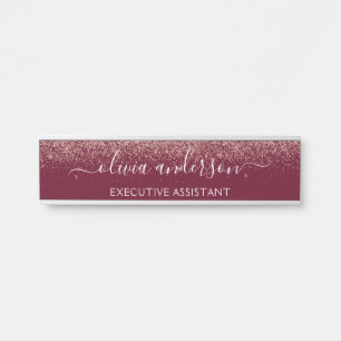 Placa De Porta Monograma Brilhante de Lâmpada Cor-de-Lobra Dourad