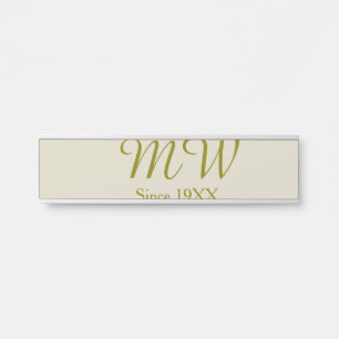 Placa De Porta Monograma dourado desde o ano 19XX aveia casamento