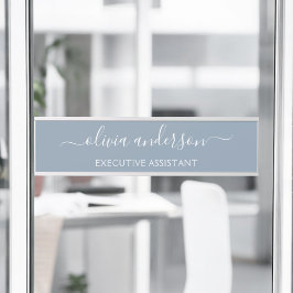 Placa De Porta Monograma Moderno Minimalista Dusty Blue Elegante