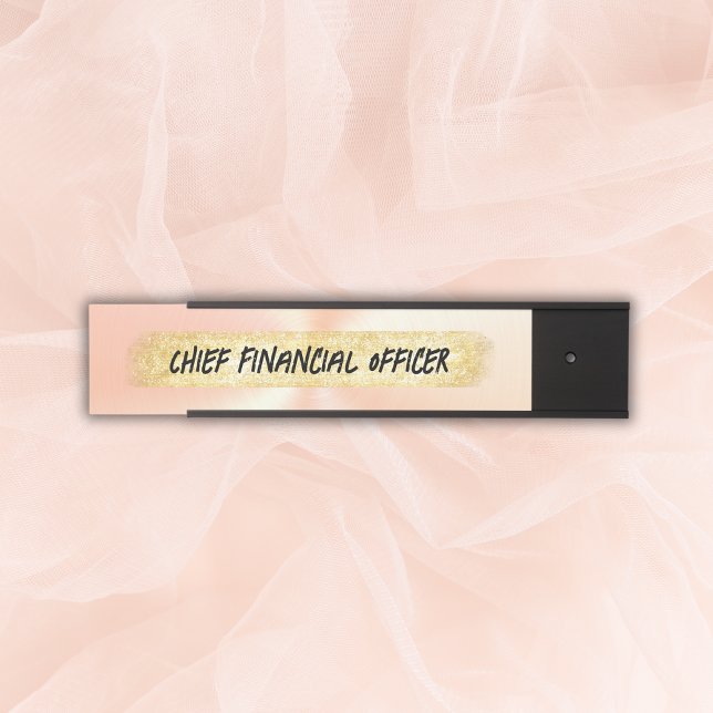 Placa De Porta Monogramas Peach e negócios Dourados | (Criador carregado)