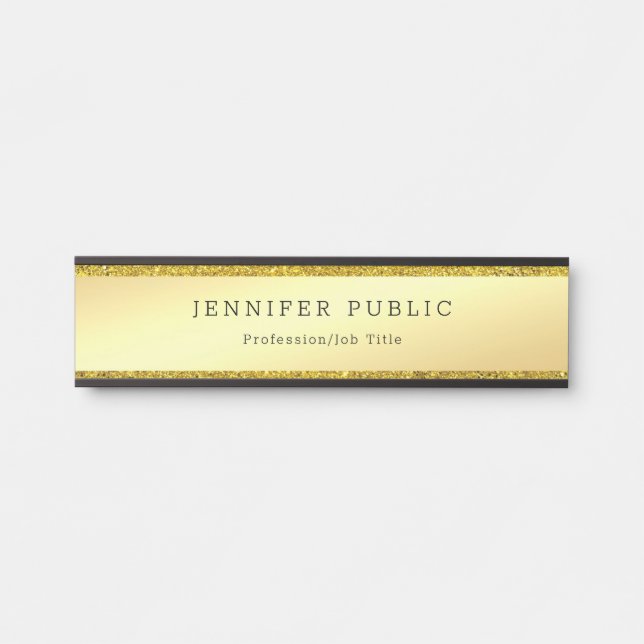 Placa De Porta Na moda Faux Dourado Glitter Modern Glamor Modelo (Frente)