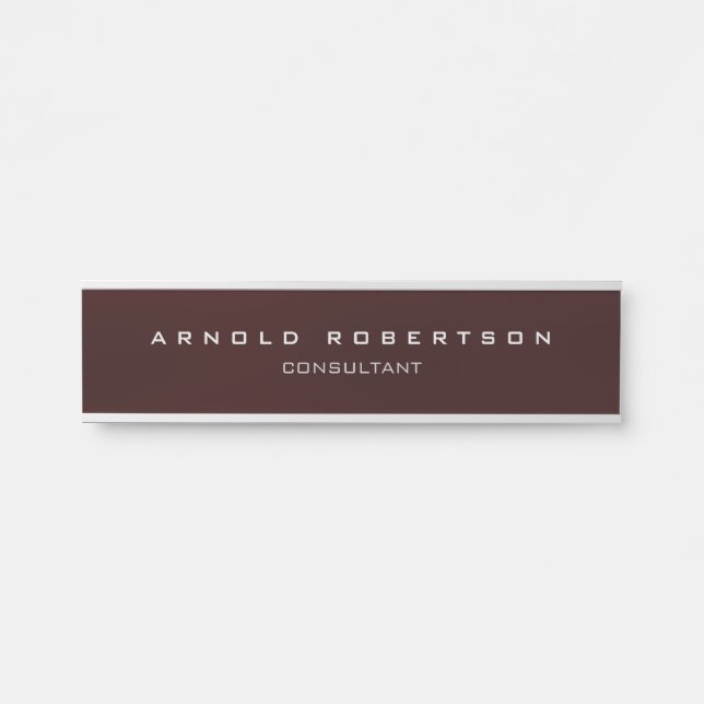 Placa De Porta Na moda Plain Brown Red Professional Modern (Frente)