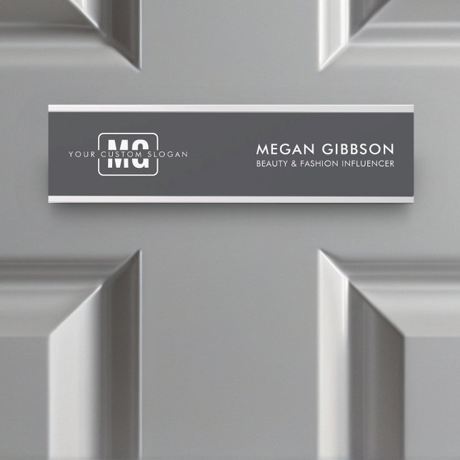 Placa De Porta Nome de mancha do monograma profissional preto ele (Door Sign)