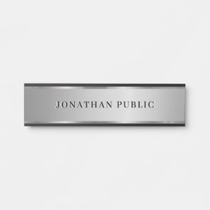 Placa De Porta Nome de Texto Personalizado Moderno Elegante Preto