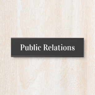 Placa De Porta Nome do departamento de negócios Texto preto e bra