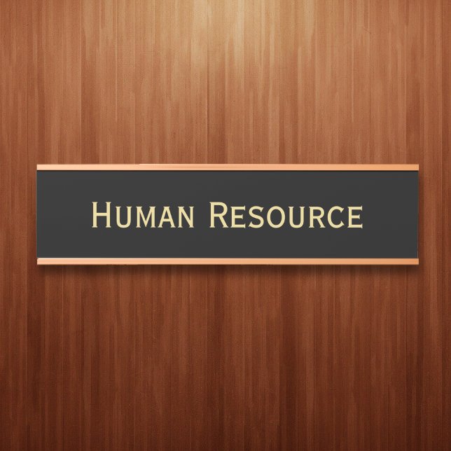 Placa De Porta Nome do Departamento do Dourado Escritório do Faux (Modern Black Faux Gold Office Room Department Name Door Sign)